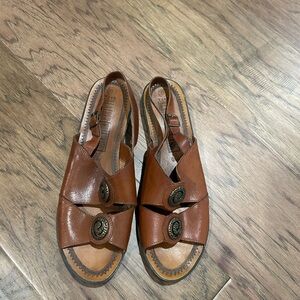 Brown Leather Slingback Sandals